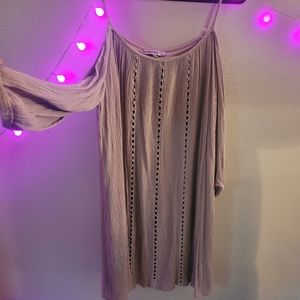 Bohemian Off-the-Shoulder Dress in Taupe